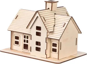 1 Set DIY Wooden House Puzzle Model Kit for Adults Assembly Craft Project Unique Home and Office Decoration Fun and Engaging Present Idea for Birthdays and Parties