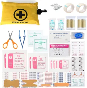 10 Packs Galaxy 151 Pcs First Aid Kits Small for Survival Emergency Trauma Military Tactical Medical School Office Home Hunting Camping Hiking Fishing Outdoor IFAK EMT Yellow Bag