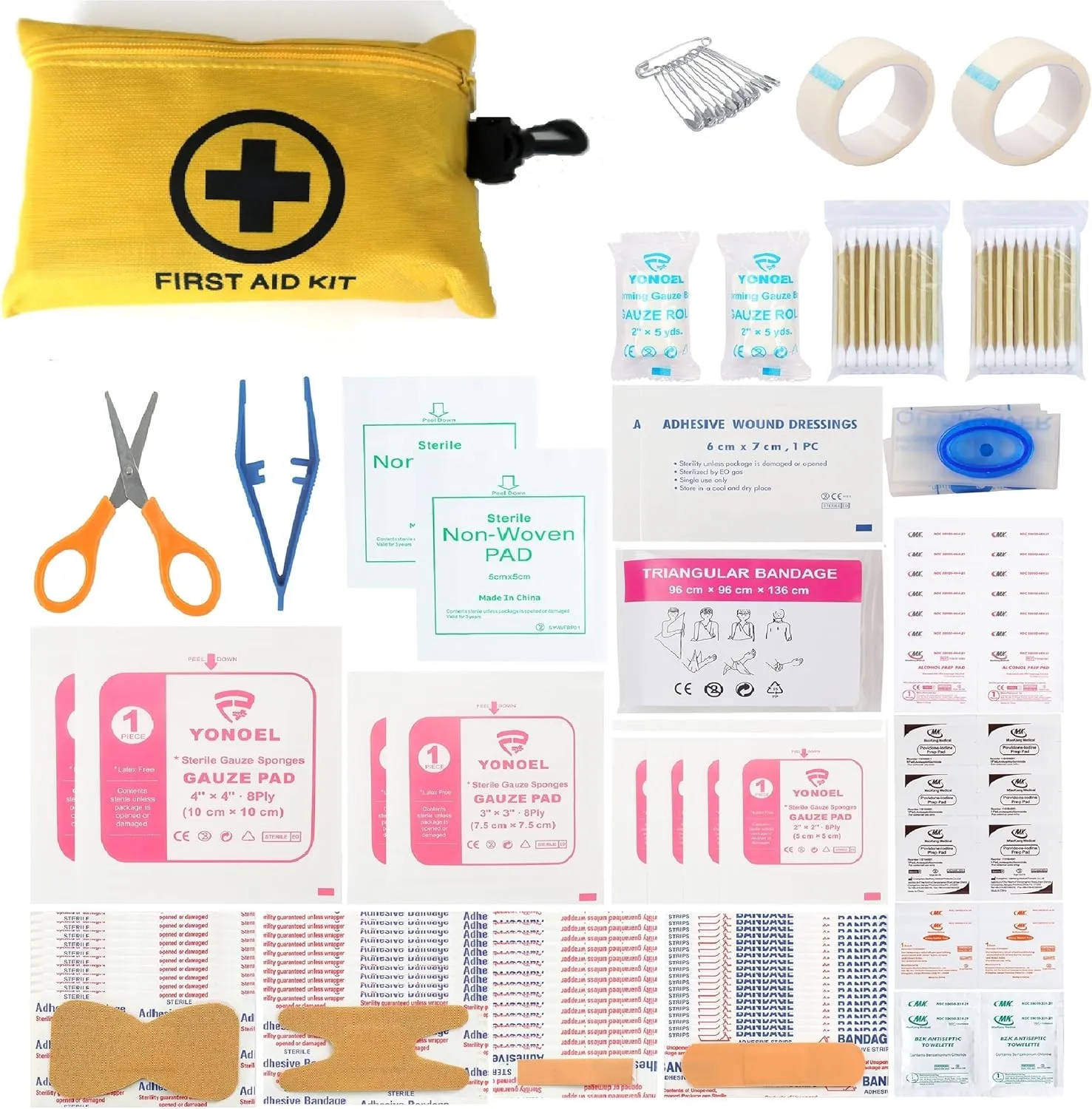 10 Packs Galaxy 151 Pcs First Aid Kits Small for Survival Emergency Trauma Military Tactical Medical School Office Home Hunting Camping Hiking Fishing Outdoor IFAK EMT Yellow Bag