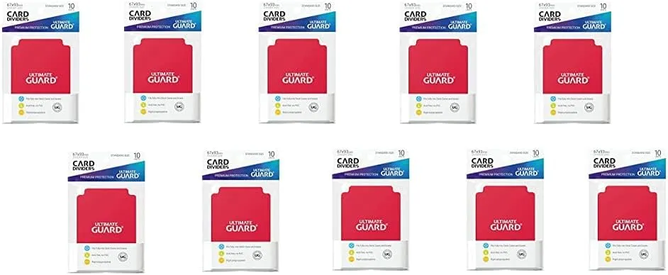 10 Packs Ultimate Guard Red Card Dividers (10) Standard Size Display Case