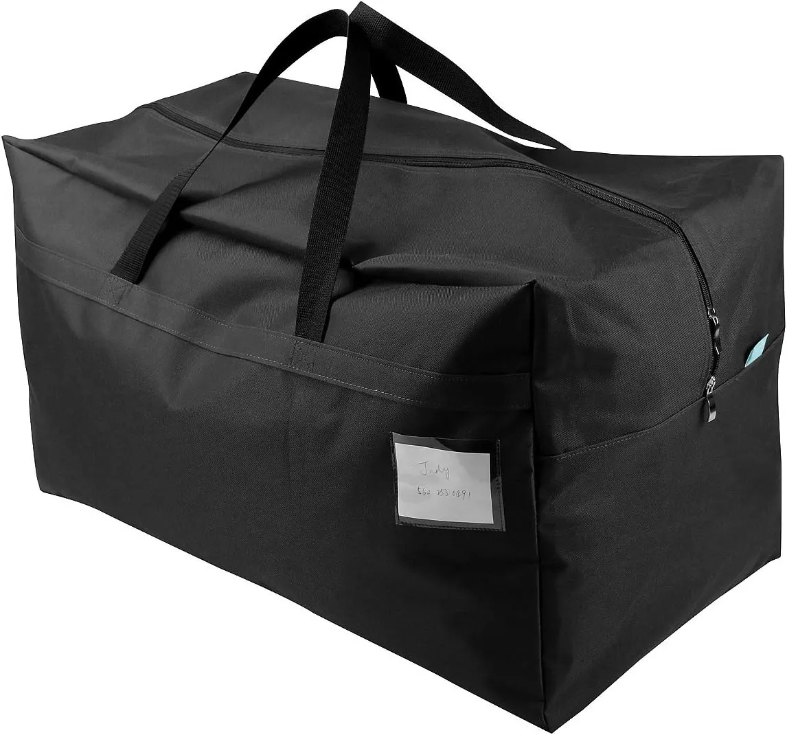 100L Large Size Ornament Water Resistant Travle Duffel Tote Storage Bags with Carry Handles, Black