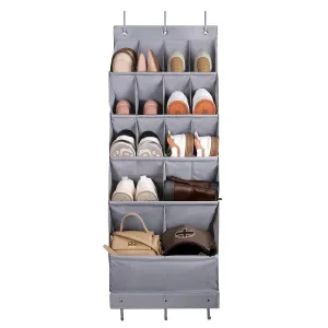 16 Pockets Over The Door Shoe Organizer 5 Tier with 6 Hooks