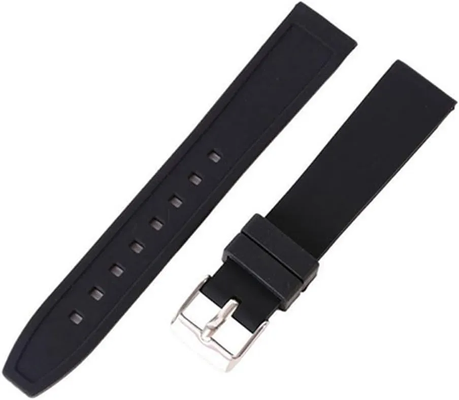 16mm - 28mm Waterproof Solid Soft Silicone Buckle Watch Strap Band Replacement