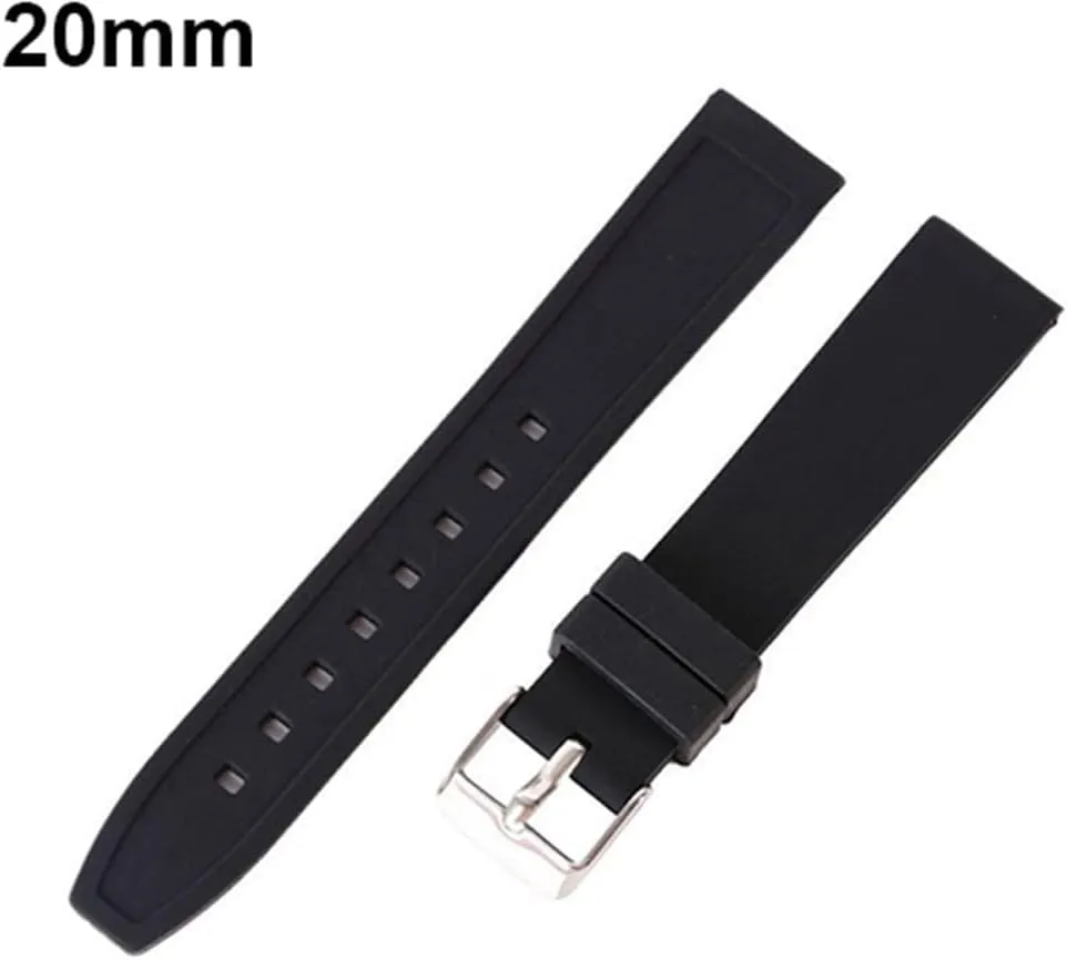 16mm - 28mm Waterproof Solid Soft Silicone Buckle Watch Strap Band Replacement