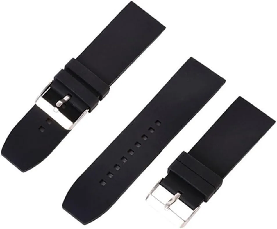 16mm - 28mm Waterproof Solid Soft Silicone Buckle Watch Strap Band Replacement