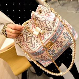 1pc Hot Selling Bohemia Canvas Drawstring Bucket Bag Shoulder Handbags Women Messenger Bags Bolsa Feminina Bolsos