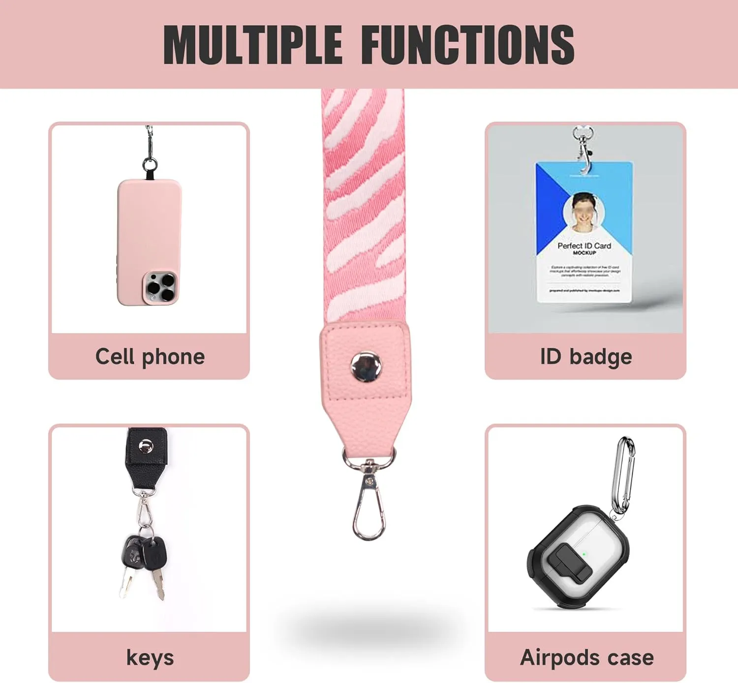 2 Pack Clip and Go Strap for Phone with Wallet Crossbody - Phone Strap Crossbody with Zippered Pouch, Multifuctional Adjustable Cell Phone Lanyard for Going out