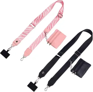 2 Pack Clip and Go Strap for Phone with Wallet Crossbody - Phone Strap Crossbody with Zippered Pouch, Multifuctional Adjustable Cell Phone Lanyard for Going out