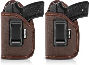 2 PACK IWB Holster with Laser Sight, Concealed Carry Gun Holster for Women/Men, ECO Leather Concealment Inside Waistband Holsters with Metal Clip Fits Most Midsize & Compact 9/40/45 & Laser Attachment