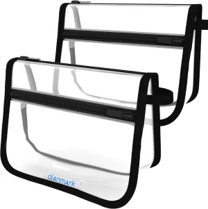 2 Pack TSA Approved Toiletry Bag - Quart Size Travel Bag for Toiletries - Reusable Clear Bag for Liquids - 311 Compliant Airplane Bag Black