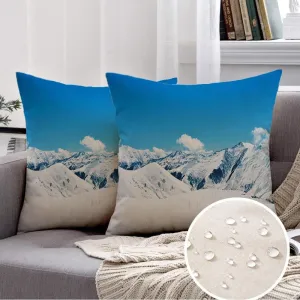 2 Packs Decorative Throw Pillow Covers 20x20 Inch for Couch Sofa Outdoor Alpine ICY High Mountains Under Ice Snow Foggy Snowboarding Winter Rocky Nature in People Mountain Square Cushion Case