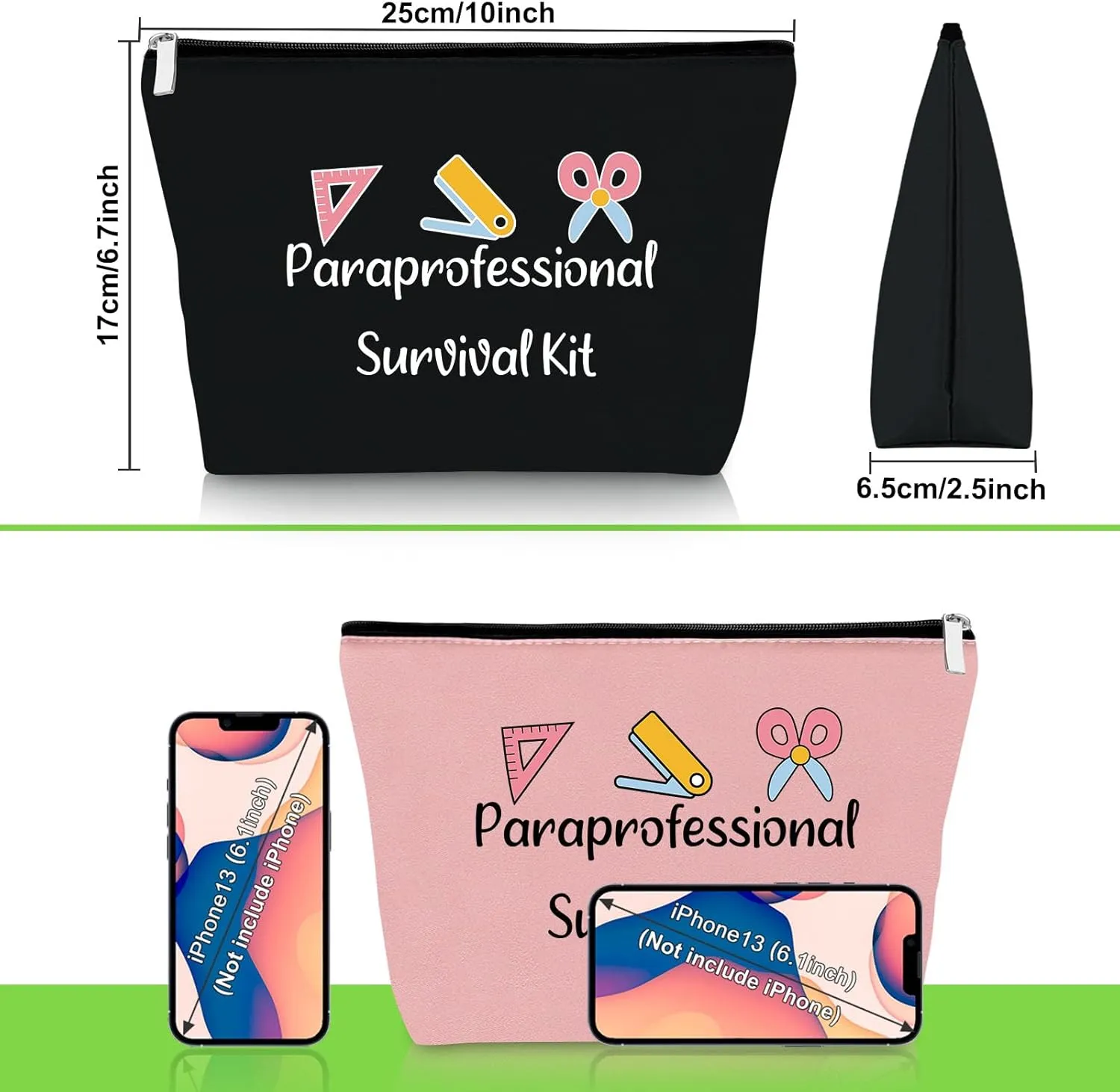 2 PCS Paraprofessional Appreciation Gift Makeup Bag Para Presents Teacher Paraprofessional Gifts Thank You Presents for Teacher Paraeducator 2 Pack Para Teaching Cosmetic Bag Christmas Birthday Pouch