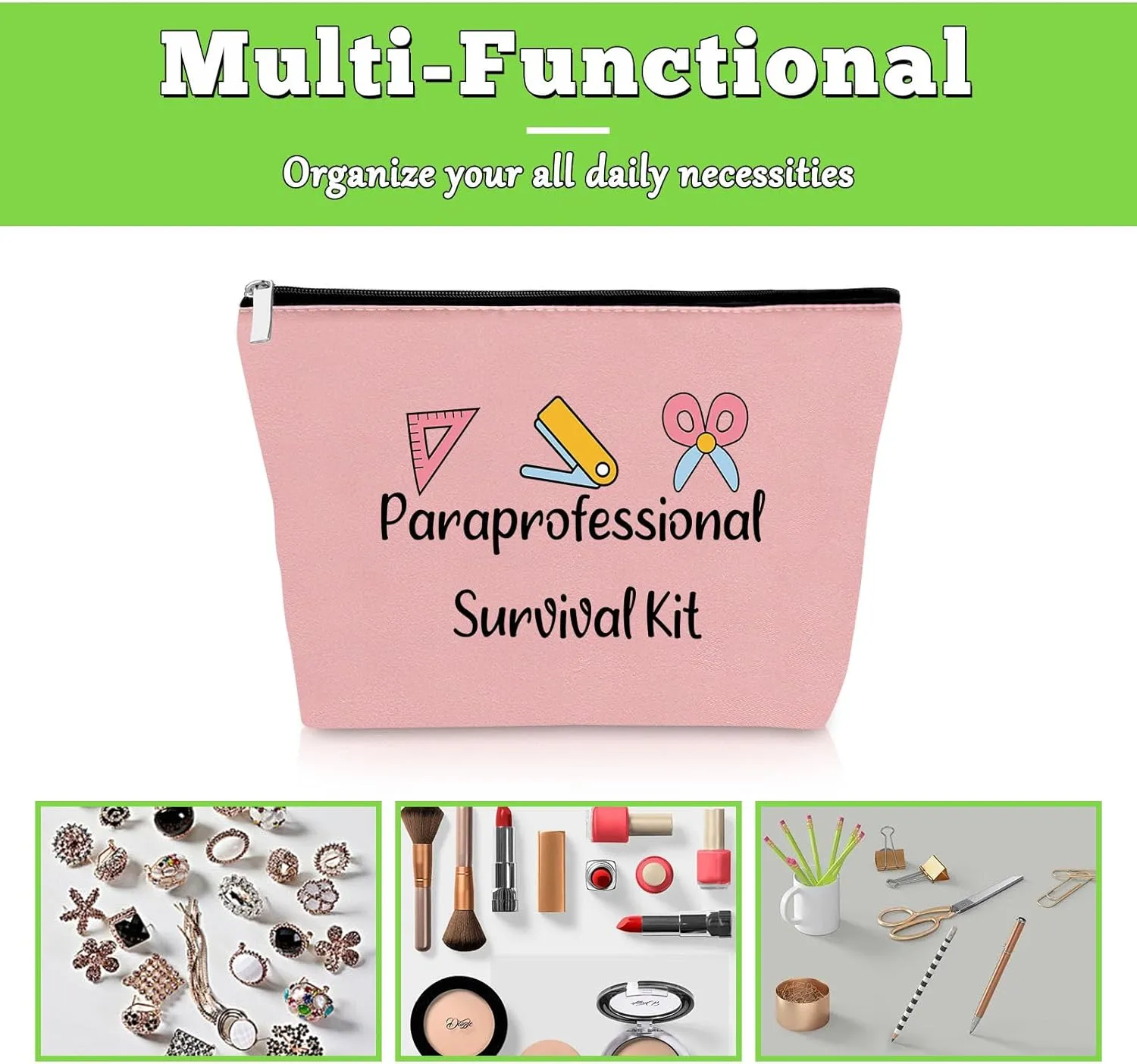 2 PCS Paraprofessional Appreciation Gift Makeup Bag Para Presents Teacher Paraprofessional Gifts Thank You Presents for Teacher Paraeducator 2 Pack Para Teaching Cosmetic Bag Christmas Birthday Pouch