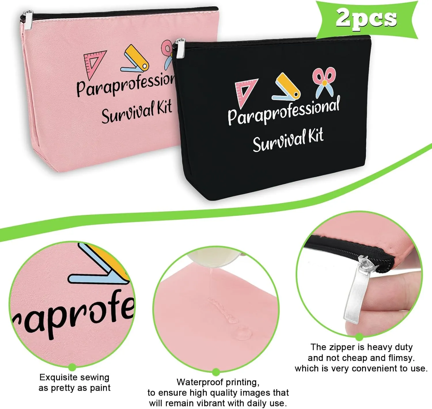 2 PCS Paraprofessional Appreciation Gift Makeup Bag Para Presents Teacher Paraprofessional Gifts Thank You Presents for Teacher Paraeducator 2 Pack Para Teaching Cosmetic Bag Christmas Birthday Pouch