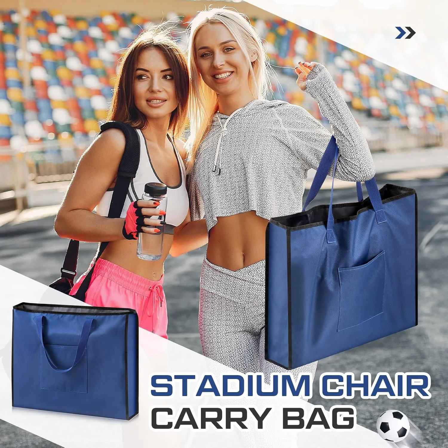 2 Pcs Stadium Seat Storage Bag Chair Carry Bags Wide Bleacher Cushion Chair Carry Bag for Stadium Baseball Football Soccer Sports Match Camping Beach Hiking Trip