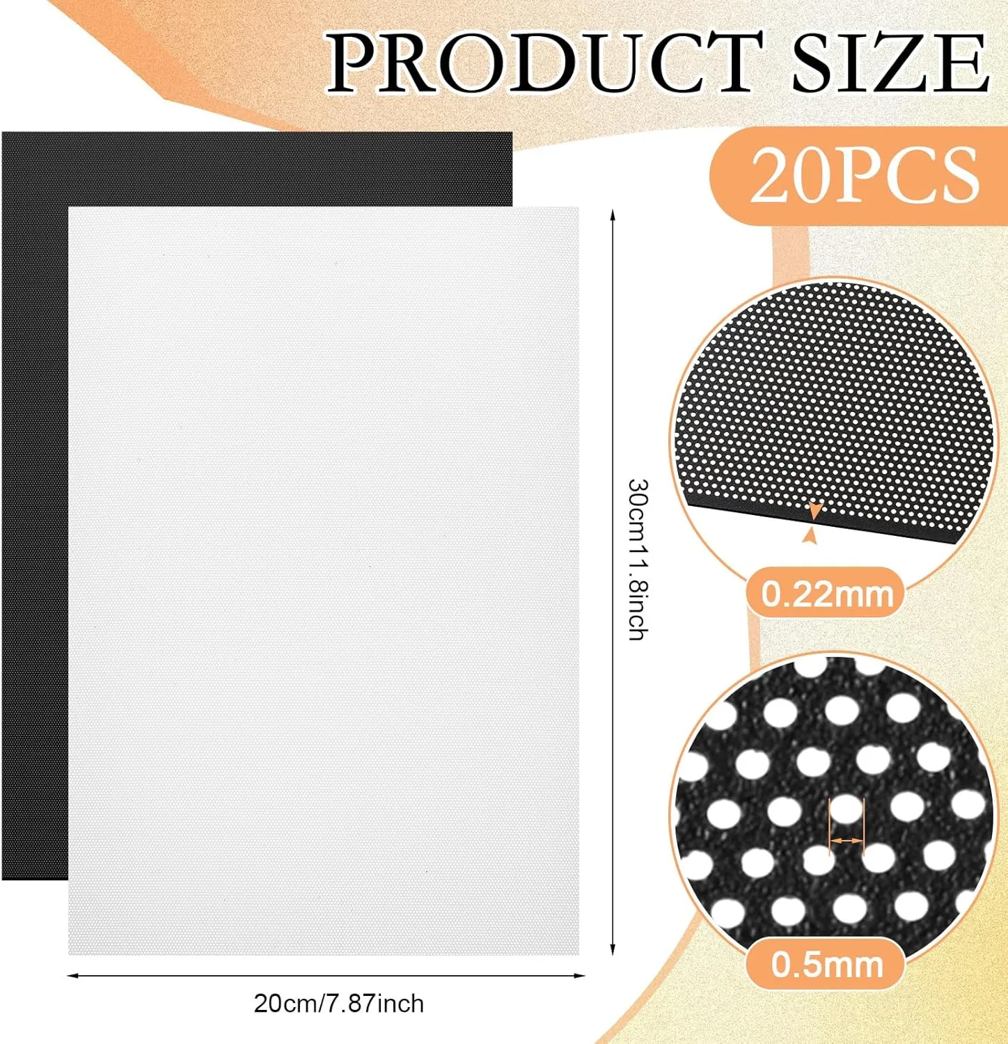20 Pcs 11.81x7.87“ Eye Mesh for Therian Mask PVC Plastic Mesh for Fursuit Waterproof Printable Canvas Sheets for Therian, DIY Fursuits, Furry Suit(No Eyes)(White,Black)
