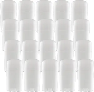 20 Pcs 50g/1.7oz Plastic Deodorant Containers Top Filling Stick Tube Oval Deodorant Bottles for DIY Lotion Bar Sunscreen Lip Balm - White