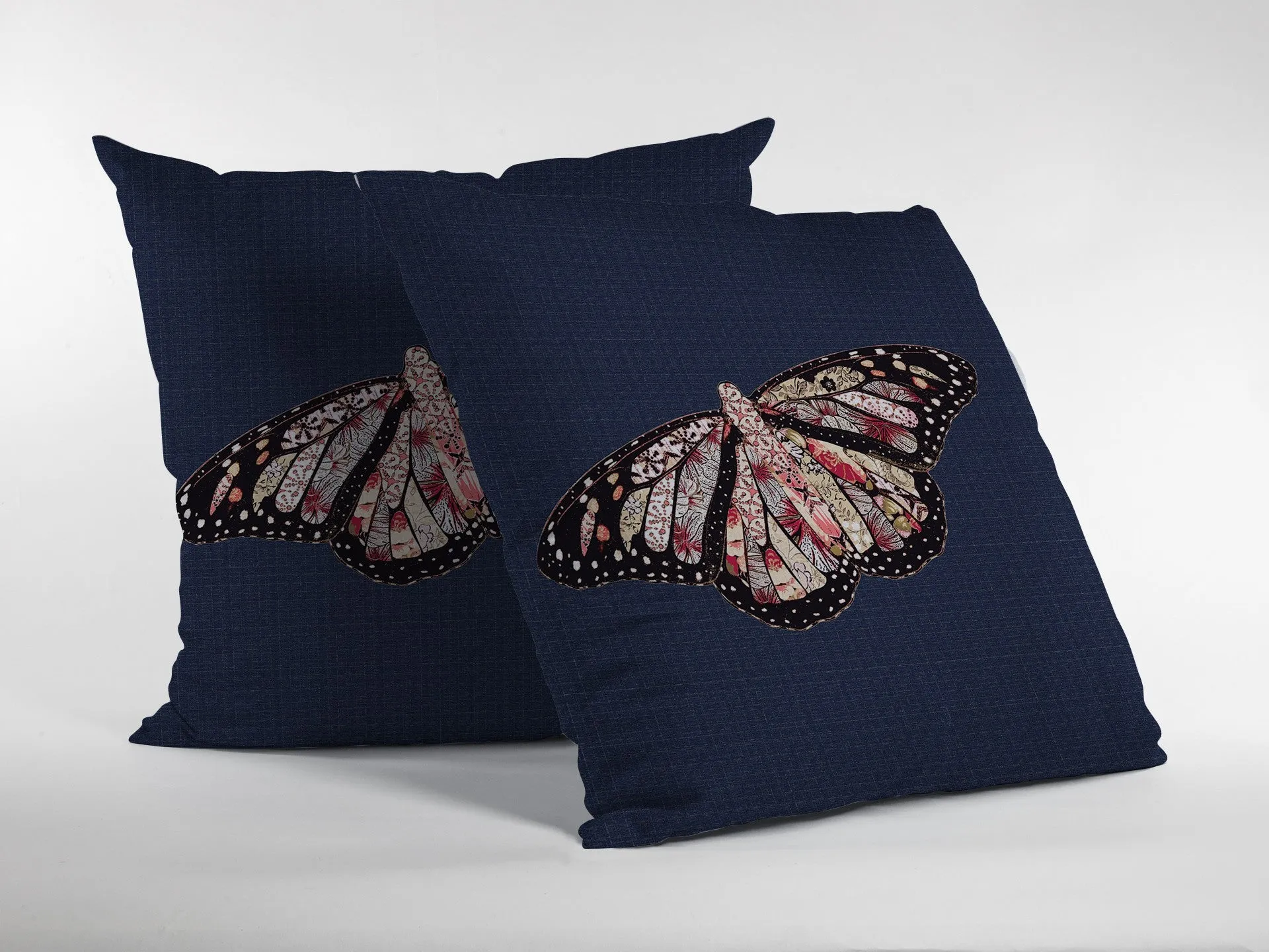 20" Denim Blue Butterfly Suede Throw Pillow
