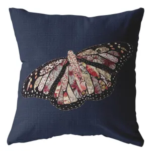 20" Denim Blue Butterfly Suede Throw Pillow