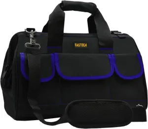 22 Inch Tools Bag, Waterproof Wide Mouth Tool Kit, Tools Big Bag, Heavy Duty Tool Tote Organizer With Adjustable Shoulder Strap For Men/Women (22IN Blue)