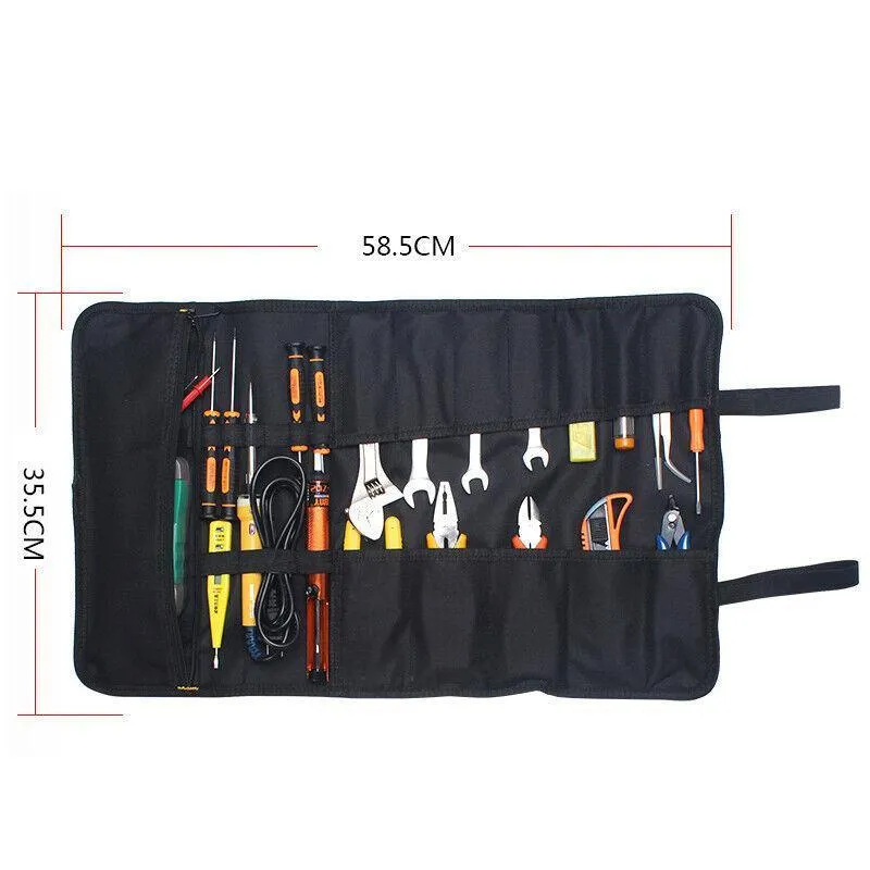 22 Pocket Tool Roll Fold Spanner Canvas Case Wrench Storage Bag Multifunctional
