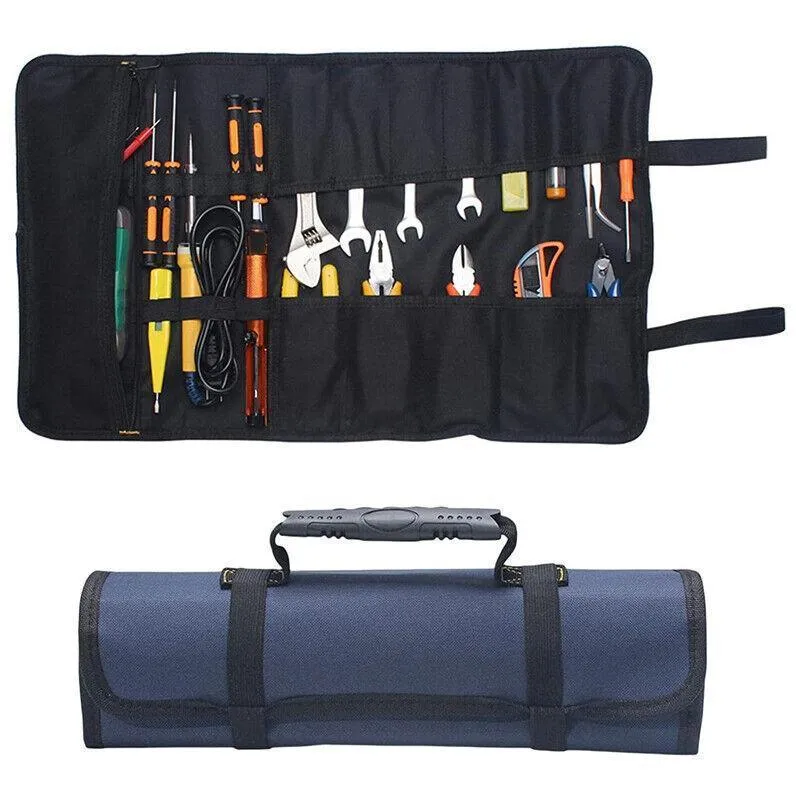 22 Pocket Tool Roll Fold Spanner Canvas Case Wrench Storage Bag Multifunctional