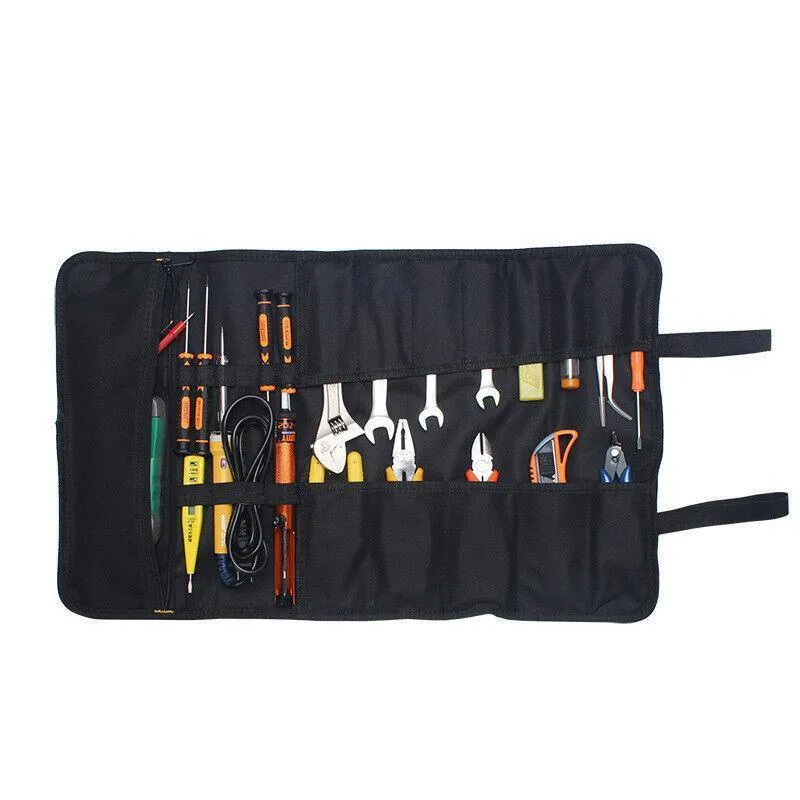 22 Pocket Tool Roll Fold Spanner Canvas Case Wrench Storage Bag Multifunctional