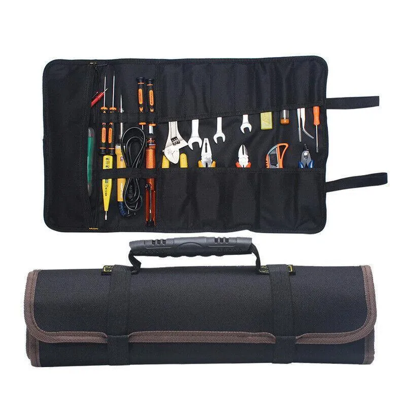 22 Pocket Tool Roll Fold Spanner Canvas Case Wrench Storage Bag Multifunctional