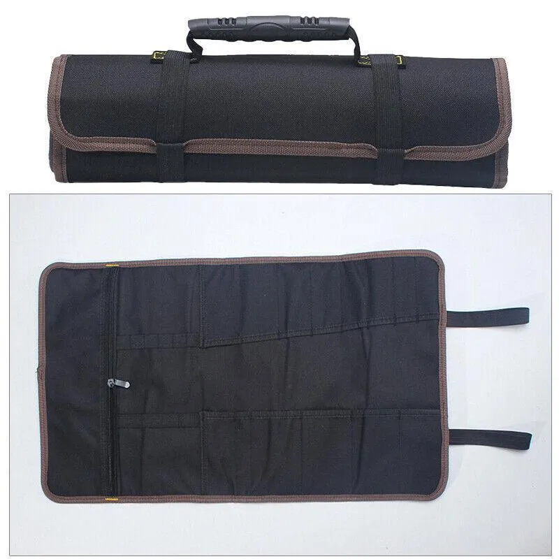 22 Pocket Tool Roll Fold Spanner Canvas Case Wrench Storage Bag Multifunctional