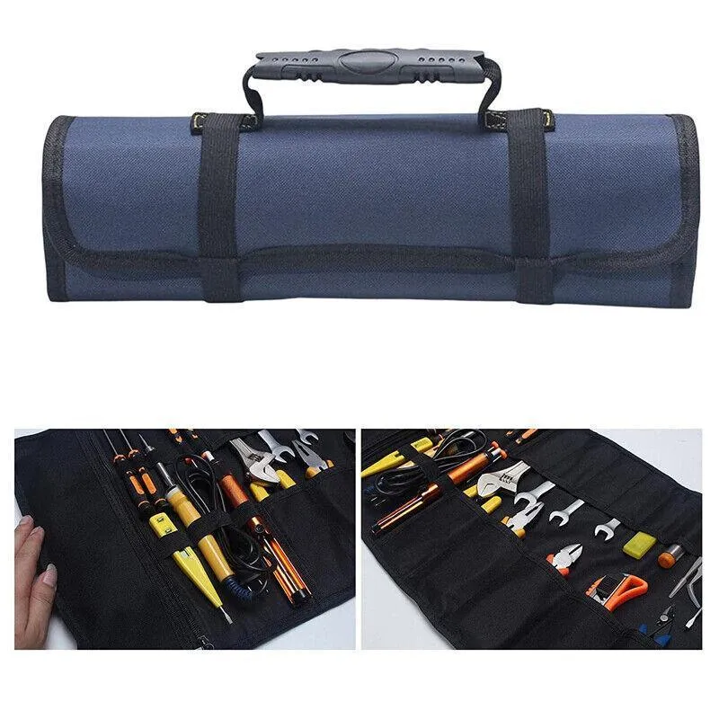 22 Pocket Tool Roll Fold Spanner Canvas Case Wrench Storage Bag Multifunctional