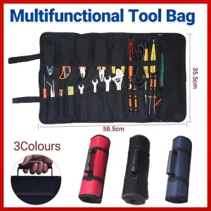 22 Pocket Tool Roll Fold Spanner Canvas Case Wrench Storage Bag Multifunctional