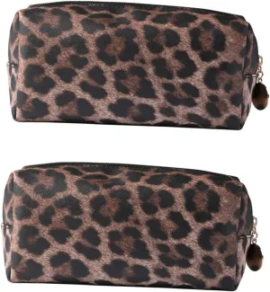 2pcs Cosmetics Deep Bag Portable Multifunction Leopard Color Storage Handbag, As Shownx2pcs, Size 1x2pcs