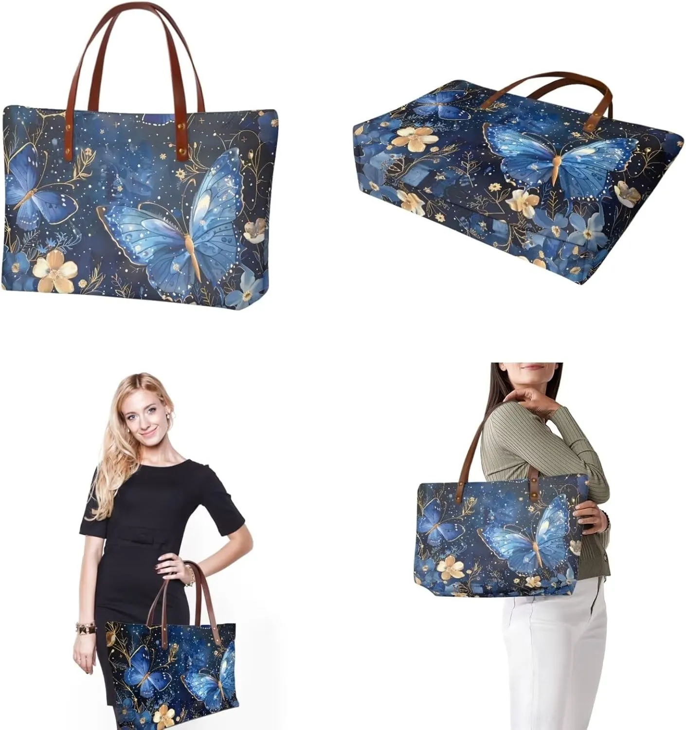 2PCS Handbag and Wallet Set for Women Hobo Bag Satchel Purse Tote Handbag Top Handle Bag with PU Make Up Bag