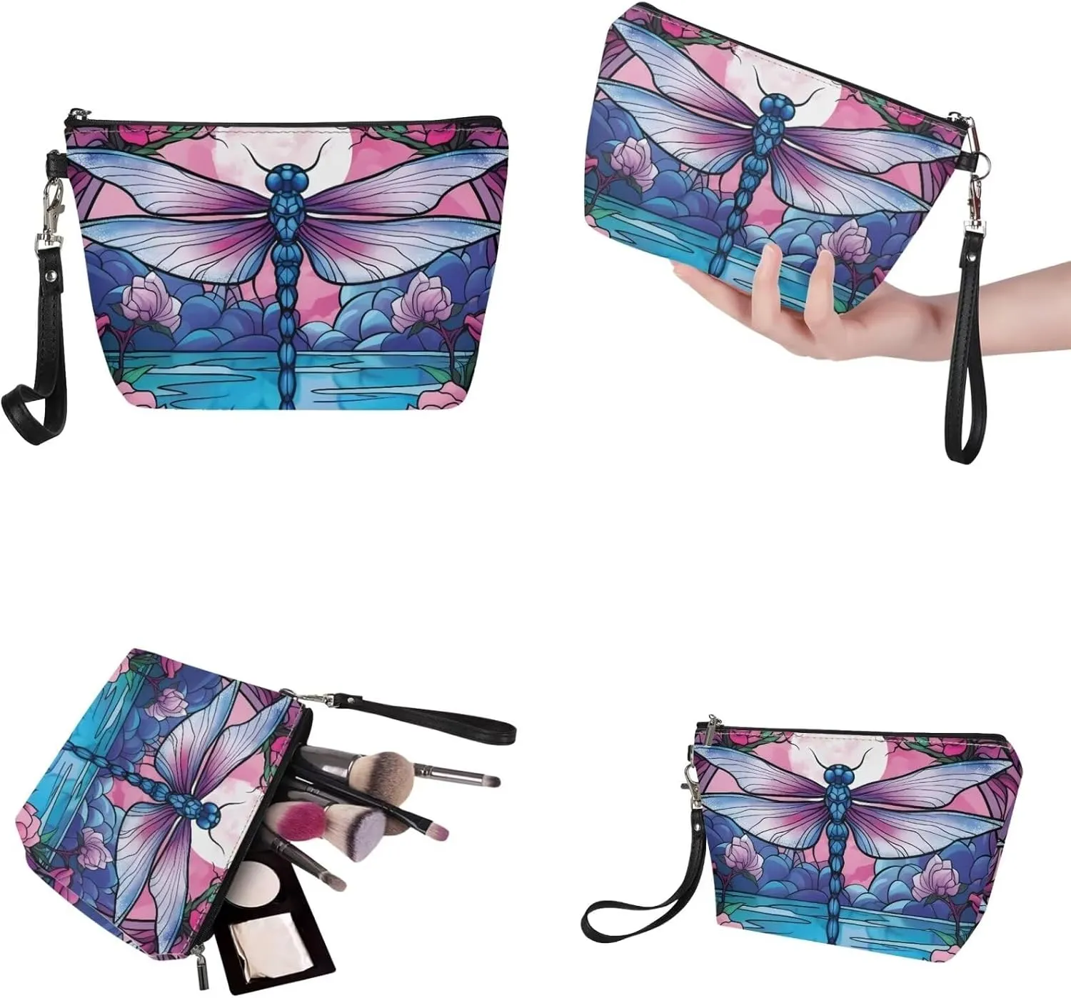 2PCS Handbag and Wallet Set for Women Hobo Bag Satchel Purse Tote Handbag Top Handle Bag with PU Make Up Bag