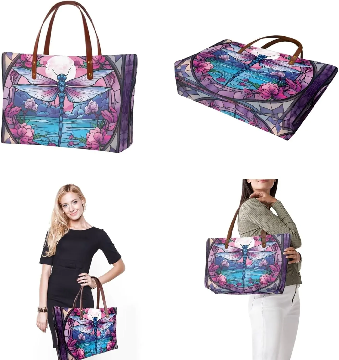 2PCS Handbag and Wallet Set for Women Hobo Bag Satchel Purse Tote Handbag Top Handle Bag with PU Make Up Bag