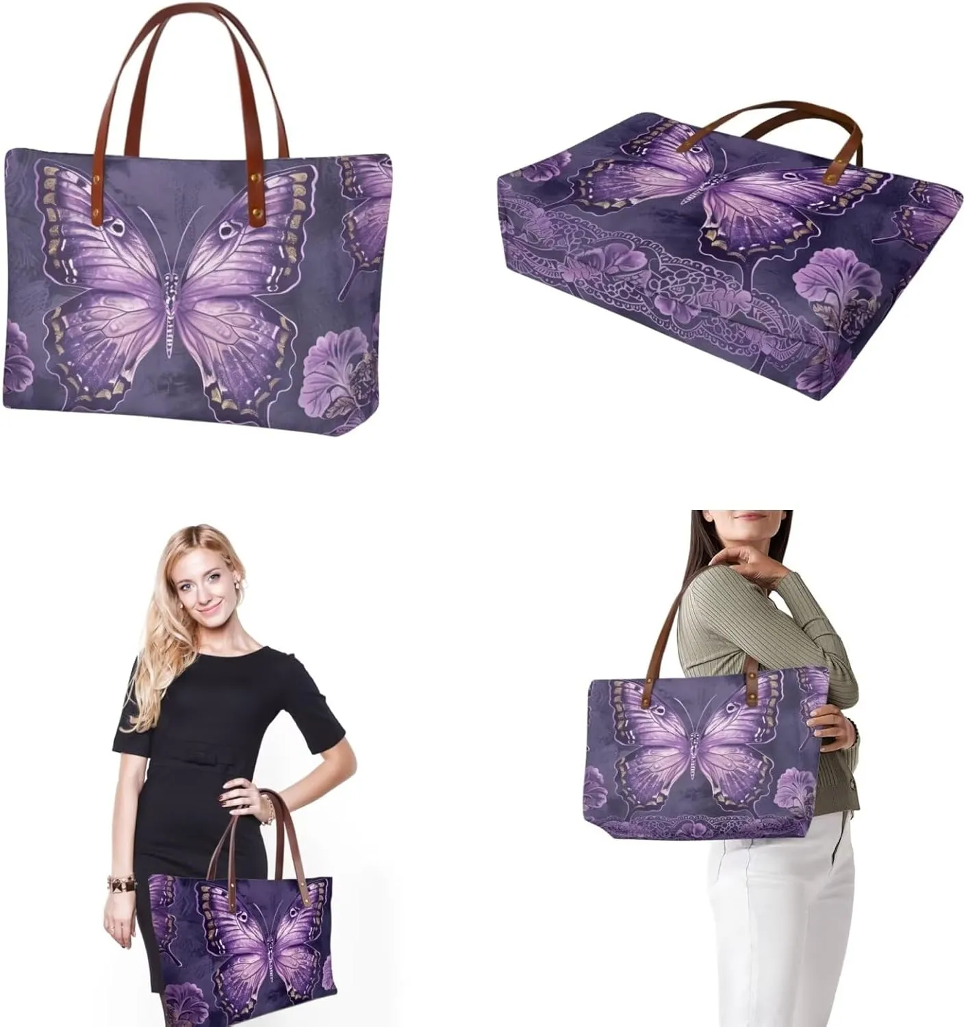 2PCS Handbag and Wallet Set for Women Hobo Bag Satchel Purse Tote Handbag Top Handle Bag with PU Make Up Bag
