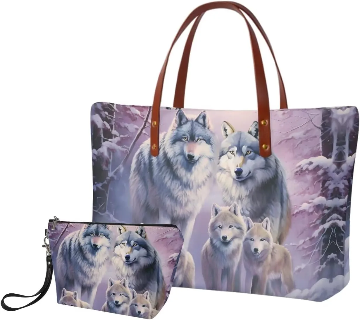 2PCS Top Handle Purse with Matching Wallet, Large Light Shoulder Hobo Bag Purse Tote Bag with PU Cosmetic Case