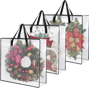 3 Pack Oversize Wreath Decor Garland Storage Bag,Heavy Duty Folding Bike Storage Bag, Moving Boxes for Clothes,Duvet and Wreath Decor Garland Organizer (3 Pack)