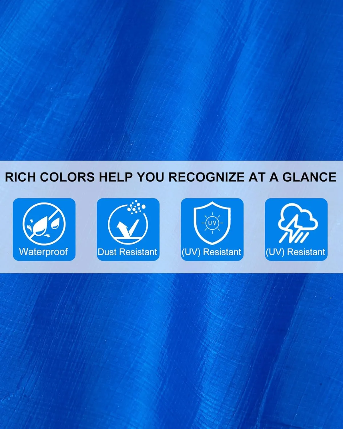 3 Pcs Large Waterproof Tarp 4 x 6 ft Heavy Duty 5.5 Mil Thick Poly Tarpaulin with Grommets Multipurpose Protective Cover for Summer Home Boats Cars Camping RV Pool Tent