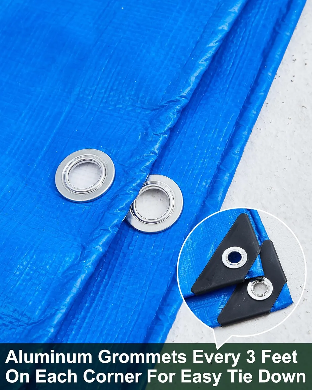 3 Pcs Large Waterproof Tarp 4 x 6 ft Heavy Duty 5.5 Mil Thick Poly Tarpaulin with Grommets Multipurpose Protective Cover for Summer Home Boats Cars Camping RV Pool Tent