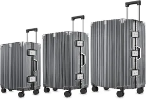 3-Piece Zipperless Luggage Set | 20/24/28 Inch Airline Approved | TSA Lock, Scratch-Proof Hardshell & Silent Wheels | Lightweight Carry-On for Business Travel (Gray)