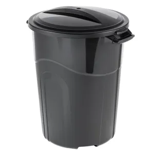 32-Gallon Heavy-Duty Black Plastic Trash Can with Lid – Indoor/Outdoor Use, Durable Waste Bin