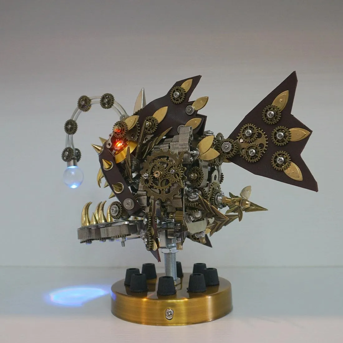 3D Metal Puzzles for Adults, 700 Pieces Lantern Fish Mechanical Building Model DIY Assembly Jigsaw Craft Model Kits Steampunk Christmas Halloween Home Decorations Gifts