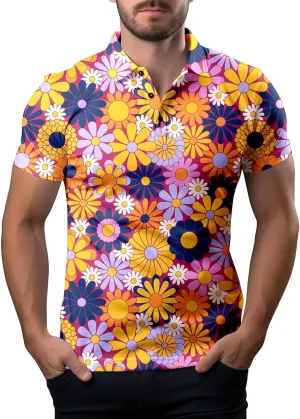 3D Print Polo Shirts for Men Summer Lightweight Pique Golf Shirt Novelty Short Sleeve Regular Fit Casual Workout Tops