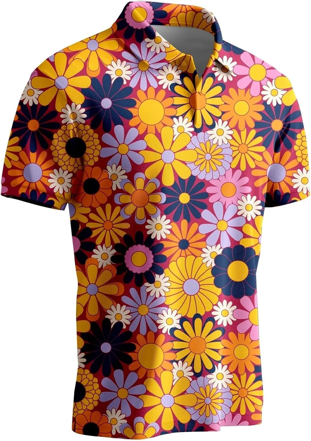3D Print Polo Shirts for Men Summer Lightweight Pique Golf Shirt Novelty Short Sleeve Regular Fit Casual Workout Tops