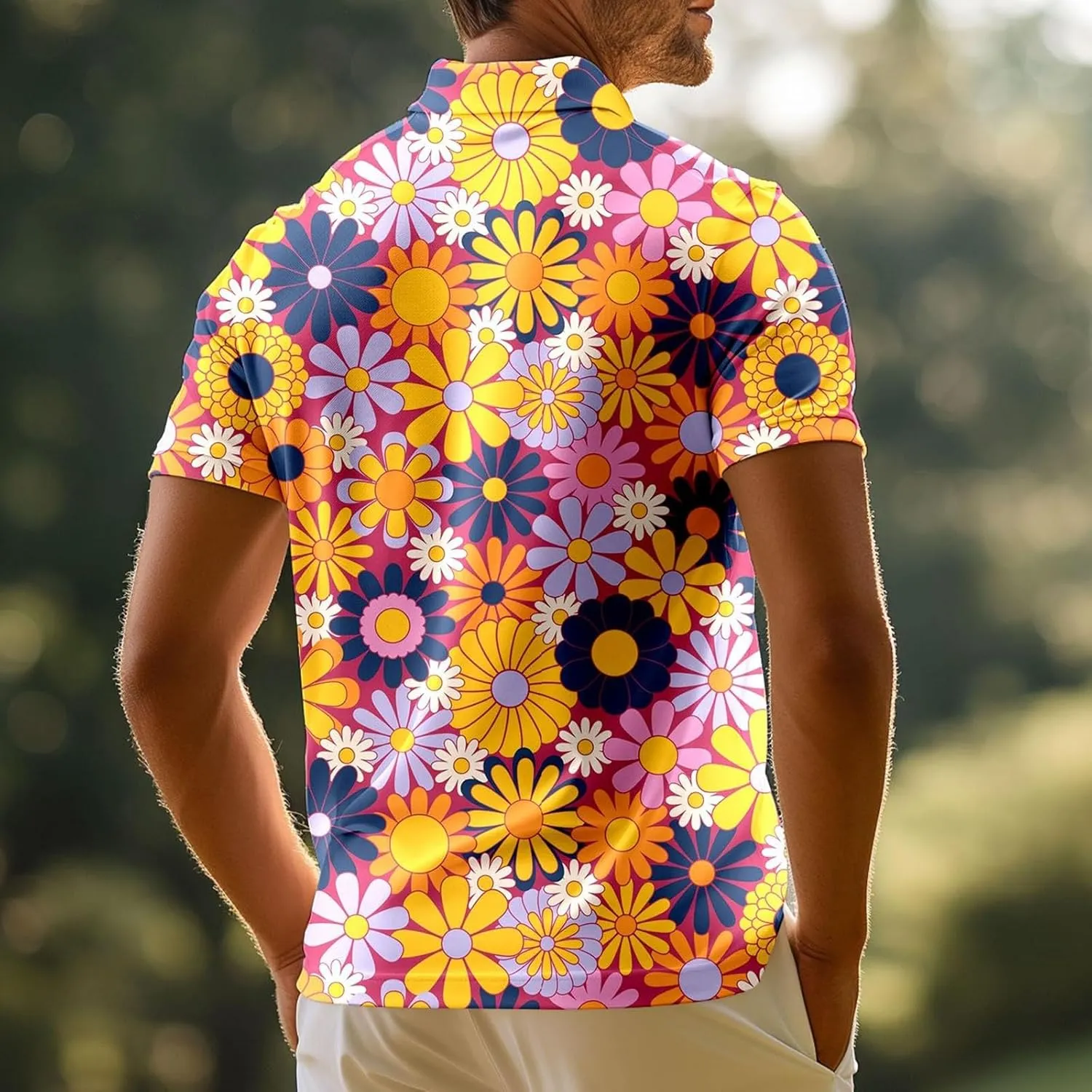 3D Print Polo Shirts for Men Summer Lightweight Pique Golf Shirt Novelty Short Sleeve Regular Fit Casual Workout Tops