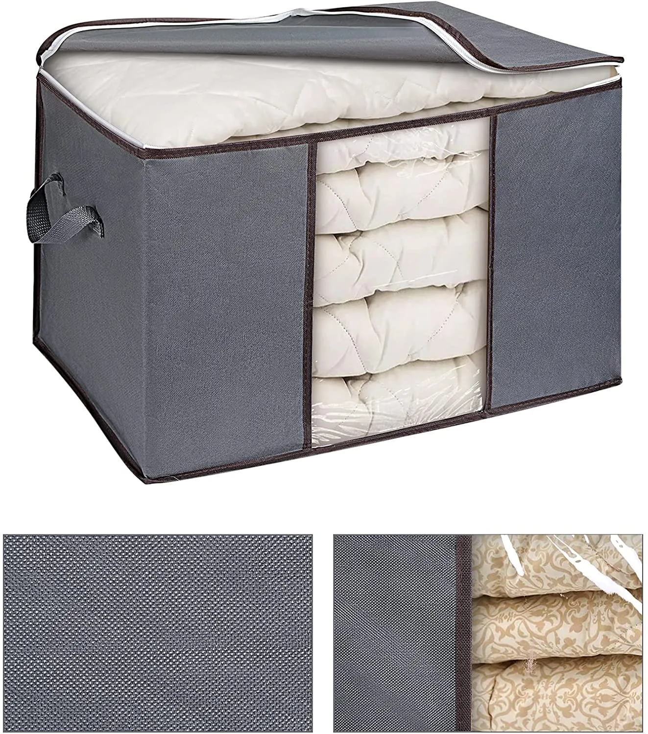 3PCS Large Capacity Clothes Storage Bag Organizer with Large Clear View Window and Carry Handles