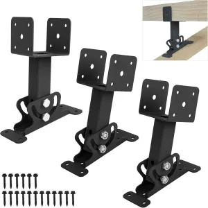 3PCS Roof Riser Brackets Kit - Adjustable Pergola Beam Brackets - Heavy Duty Mount Brackets for 3-1/2" Wood Post, Black
