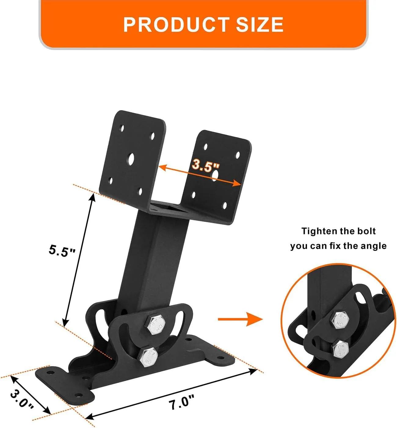 3PCS Roof Riser Brackets Kit - Adjustable Pergola Beam Brackets - Heavy Duty Mount Brackets for 3-1/2" Wood Post, Black
