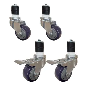 3" Casters for Food Prep Work Table – Set of 4 Heavy-Duty Rolling Wheels | Locking Swivel Casters for Commercial Kitchen Tables & Utility Equipment